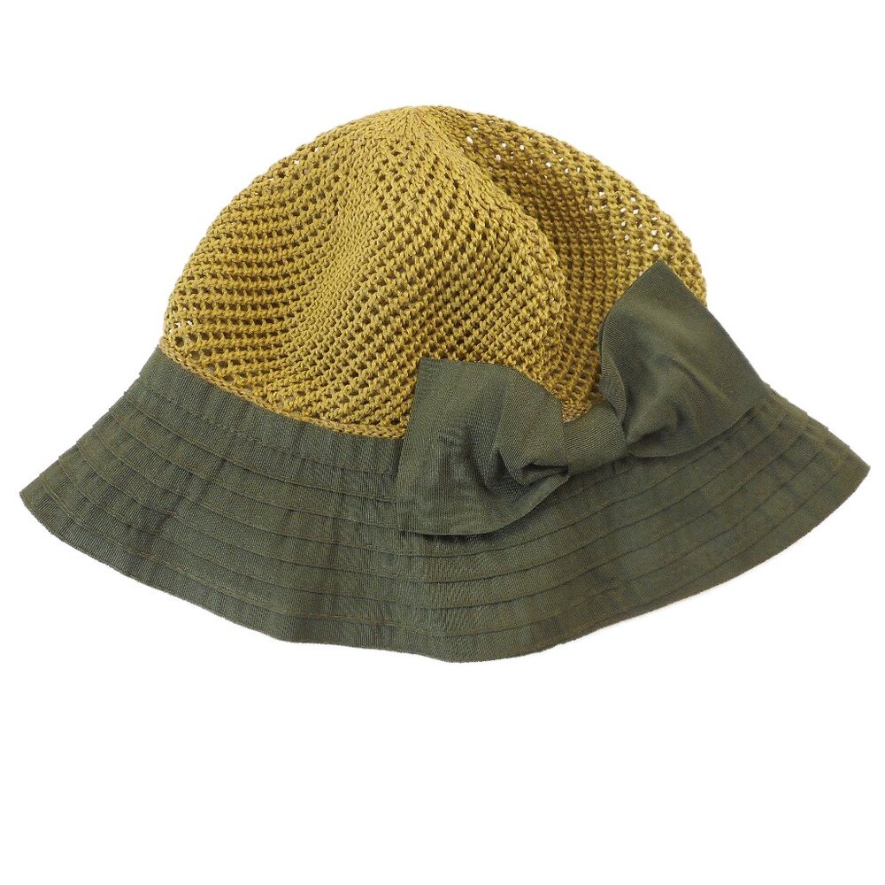 Badgley Mischka Womens Olive Green Cloche W/Bow Bucket Hat Adjustable OS
